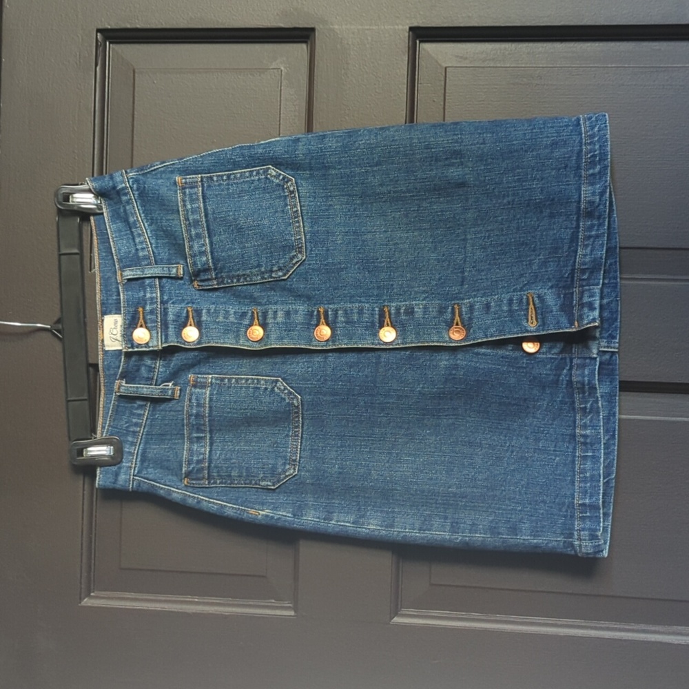 J. Crew button front denim skirt